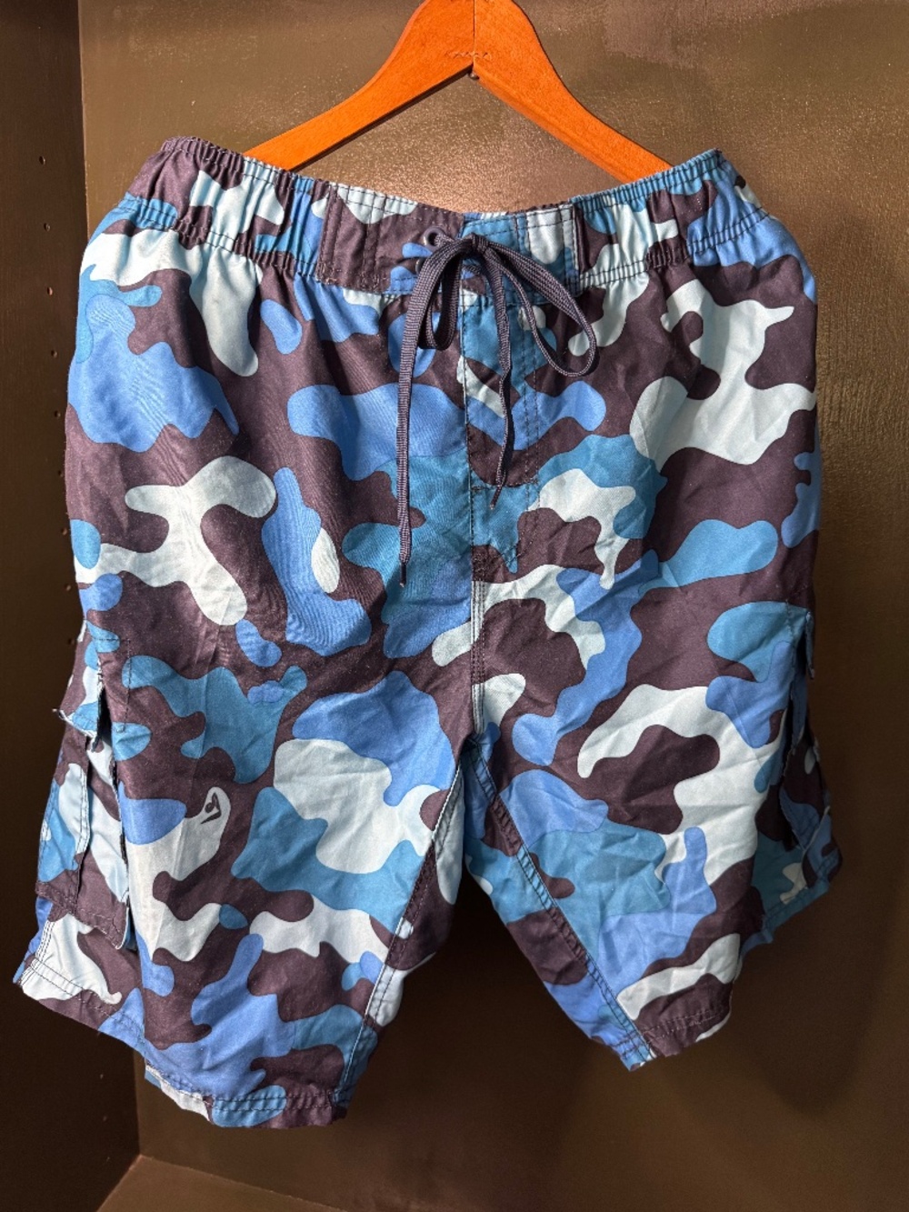 Kanu Surf Blue Camo Board Shorts Drawstring Youth Size L